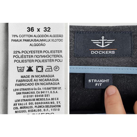 Dockers Pants Men 36x32 Dark Gray Straight Fit Cotton Blend Casual Trousers - Picture 2 of 9